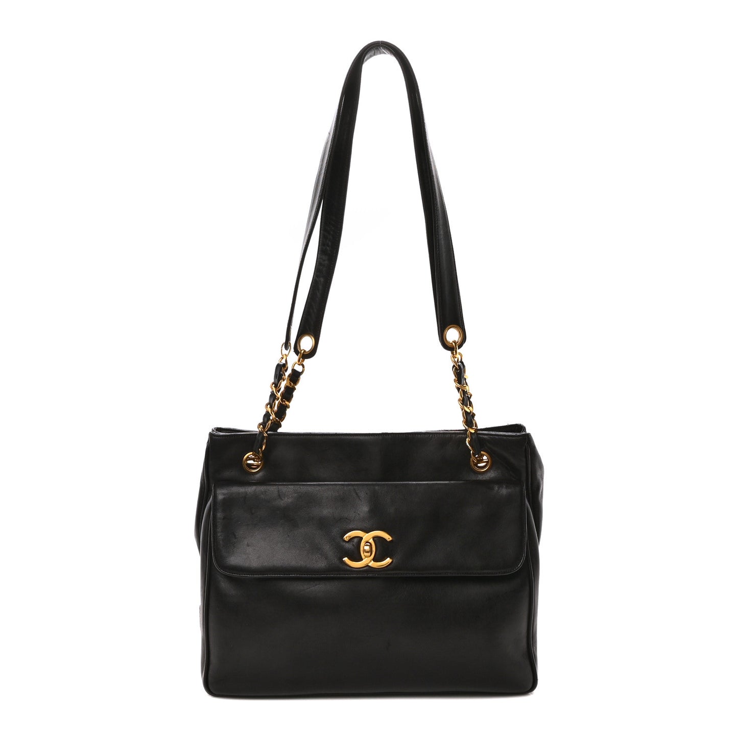 Lambskin Flap Shoulder Bag Black