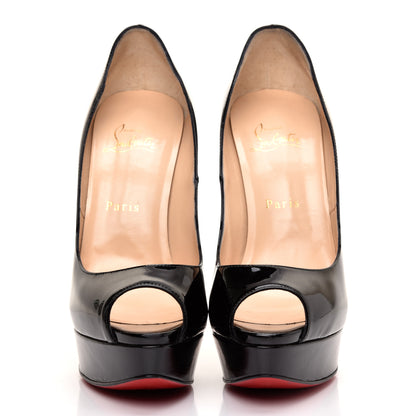 Christian Louboutin Patent Lady Peep 150 Pumps 39 Black 2 of 8
