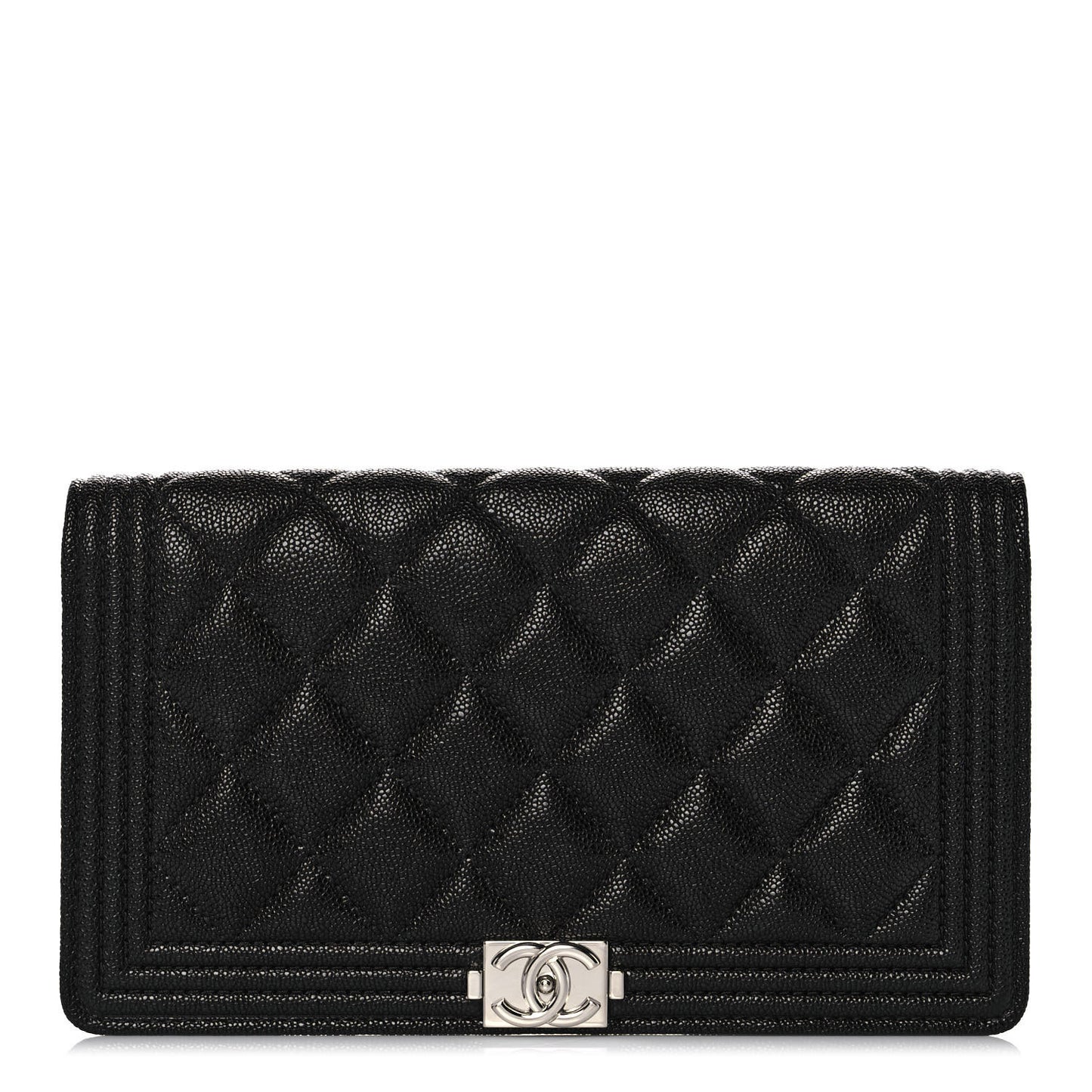 Caviar Quilted Boy Yen Wallet Black