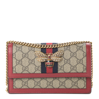 Gucci GG Supreme Monogram Web Queen Margaret Chain Wallet Red 1 of 10