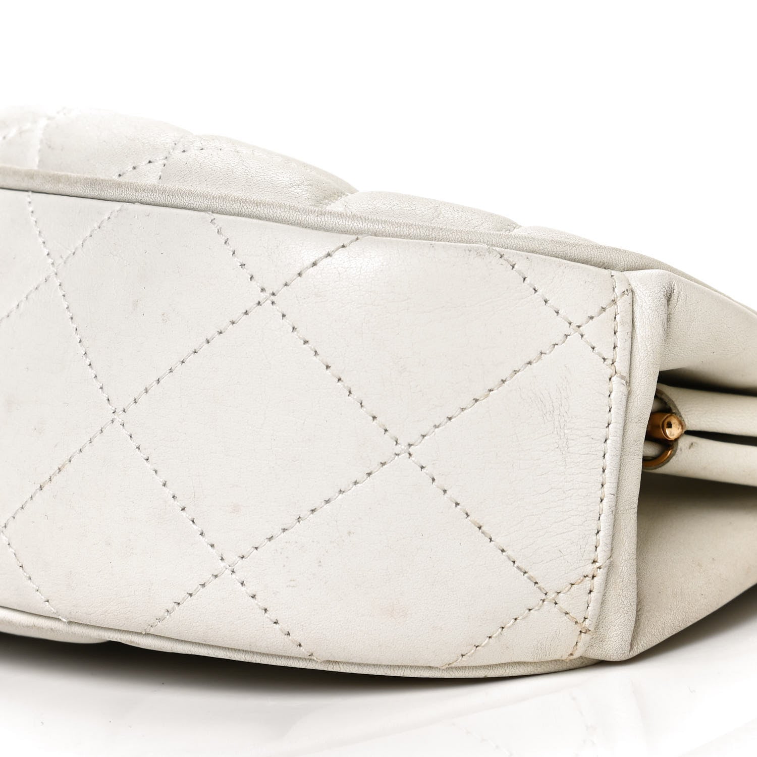 Chanel Lambskin Quilted CC Kiss Lock Evening Clutch White 9 of 9