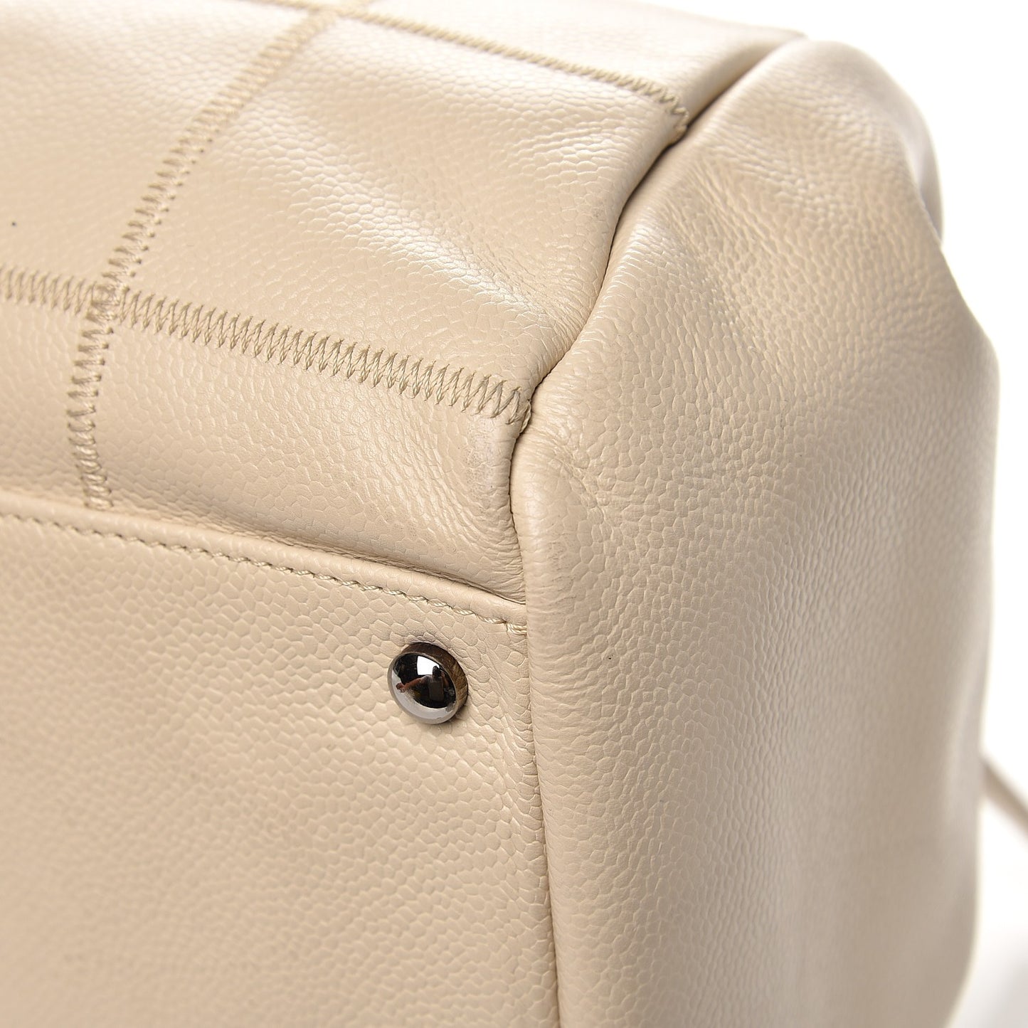 Caviar Square Stitched Large Tote Beige