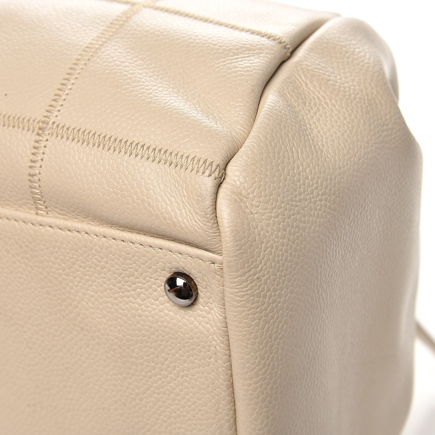 Chanel Caviar Square Stitched Large Tote Beige 19 of 26