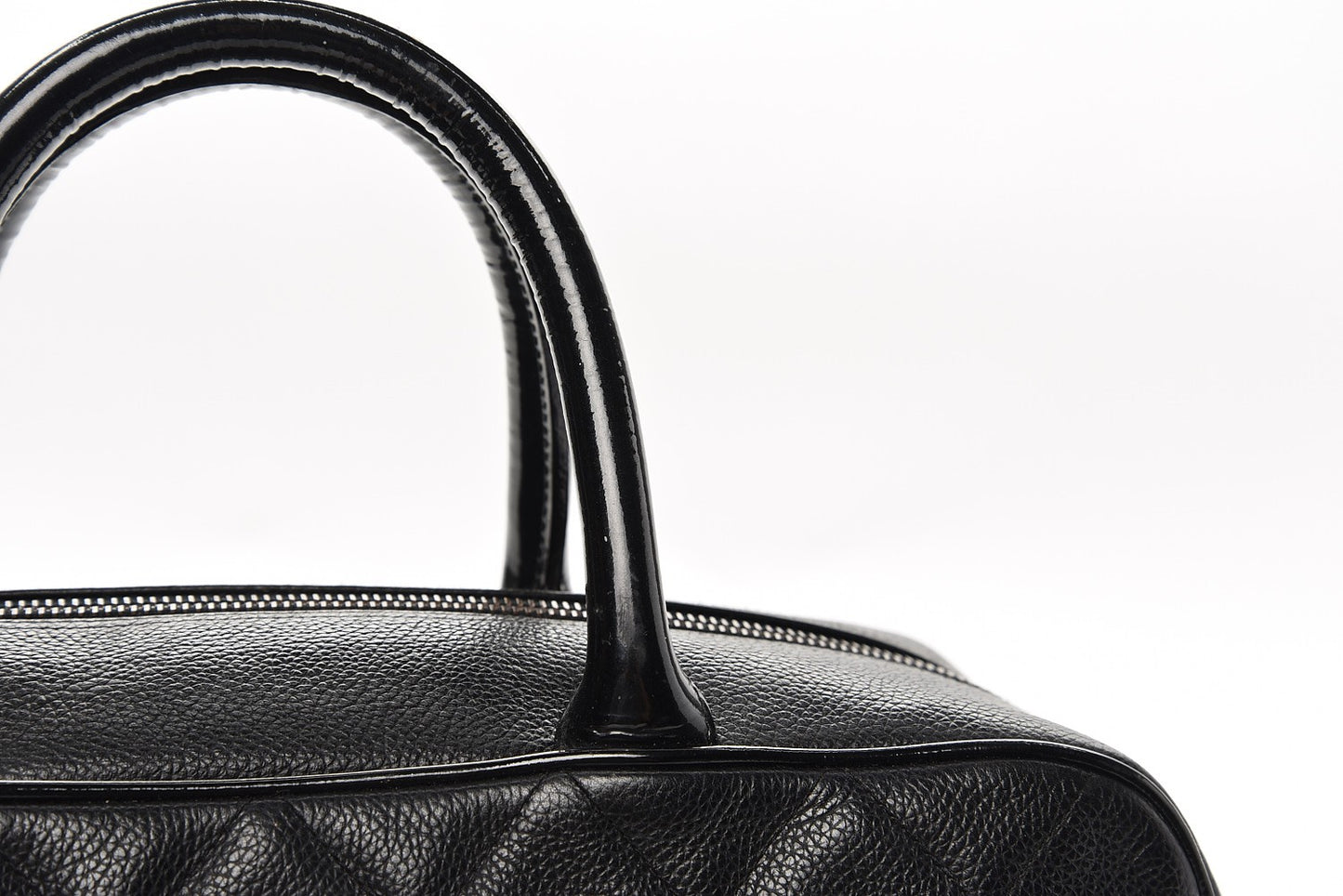 Caviar Patent Large Bowler Black
