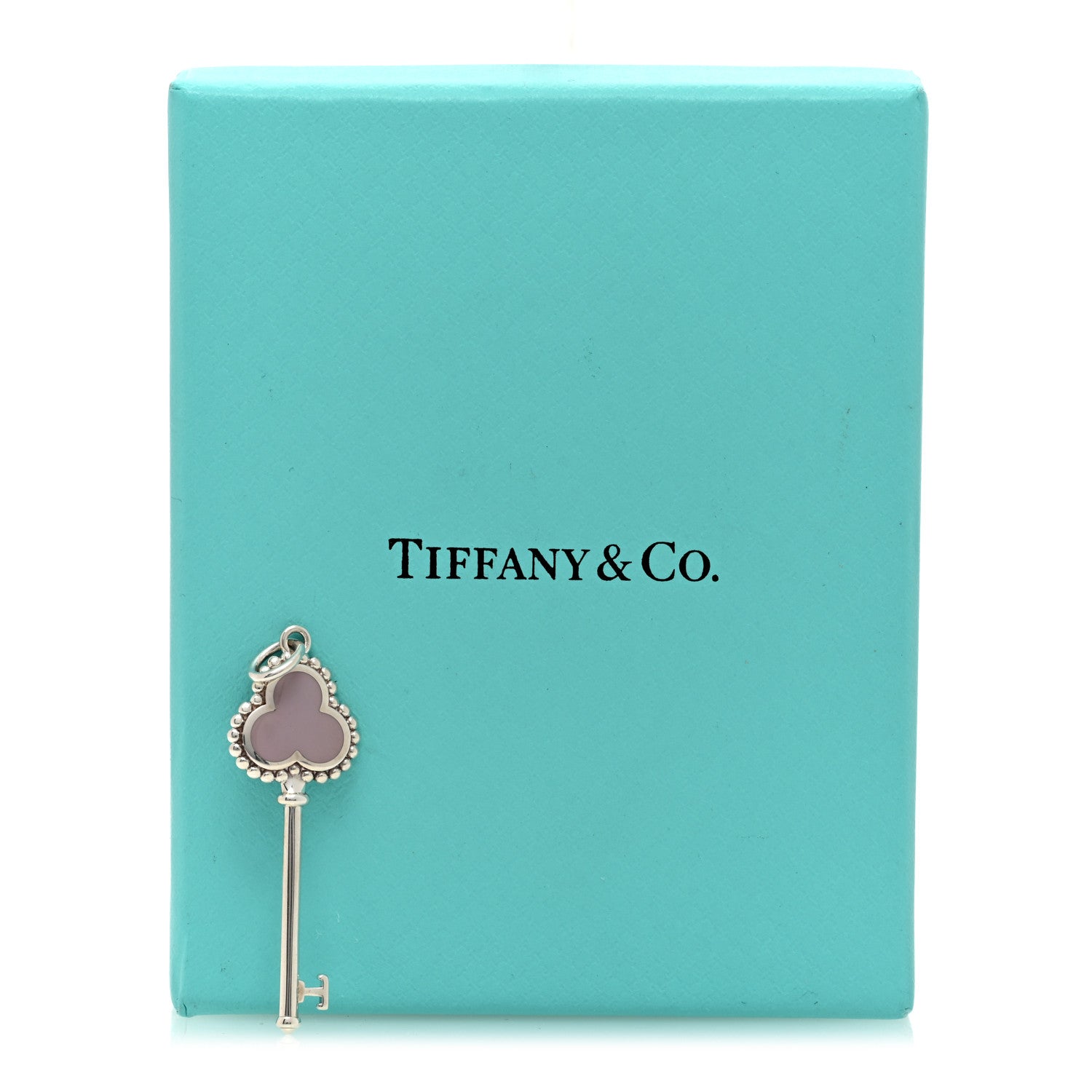 Tiffany Sterling Silver Enamel Beaded Trefoil Key Pendant Lavender 4 of 4