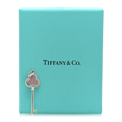 Tiffany Sterling Silver Enamel Beaded Trefoil Key Pendant Lavender 4 of 4