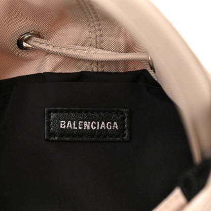 Balenciaga Recycled Sport Nylon Logo Embroidered Wheel Drawstring Bucket Bag Cream Black 6 of 9