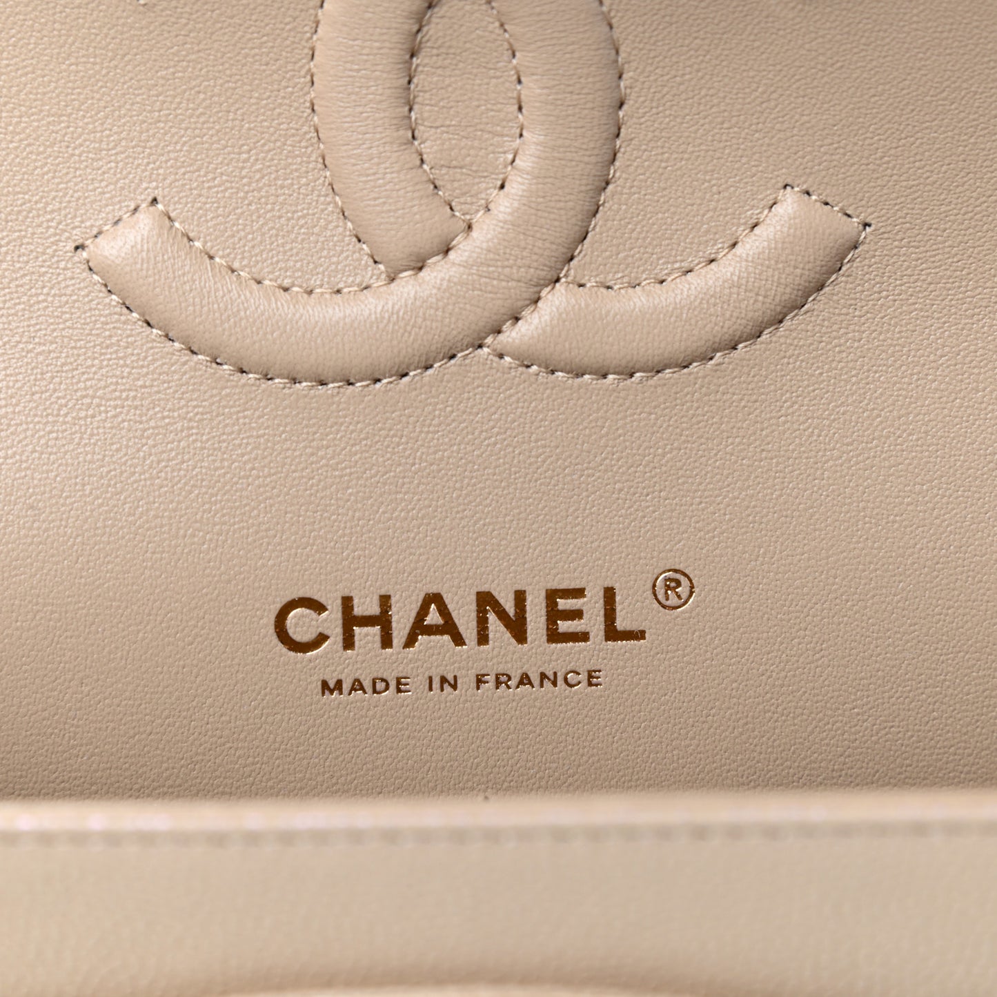 Iridescent Caviar Quilted Medium Double Flap Dark Beige