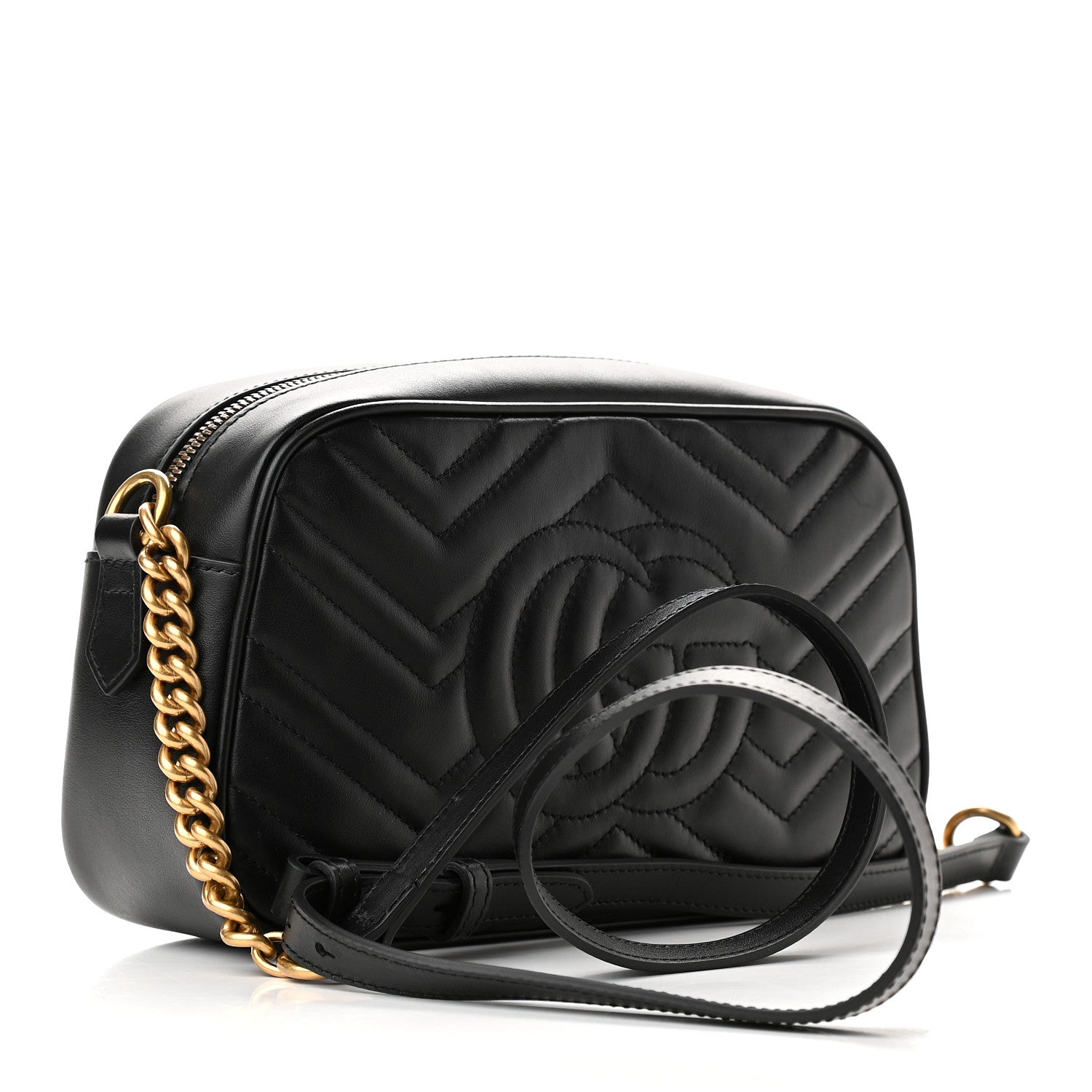 Gucci Calfskin Matelasse Small GG Marmont Chain Shoulder Bag Black 3 of 10