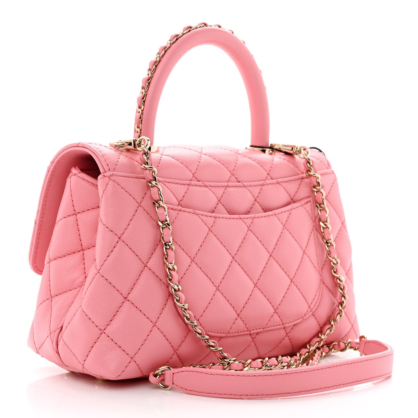 Caviar Quilted Mini Coco Chain Handle Flap Pink
