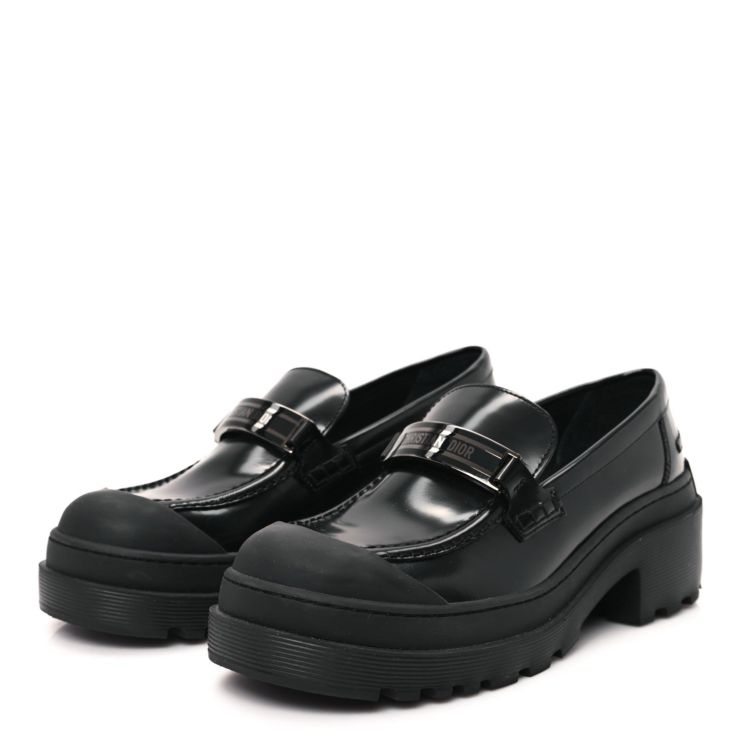 Christian Dior Brushed Calfskin Dior Code Lug Sole Platform 35mm Loafers 39.5 Black 4 of 8