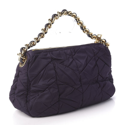 Prada Tessuto Nylon Chevron Quilted Shoulder Bag Plum 3 of 9