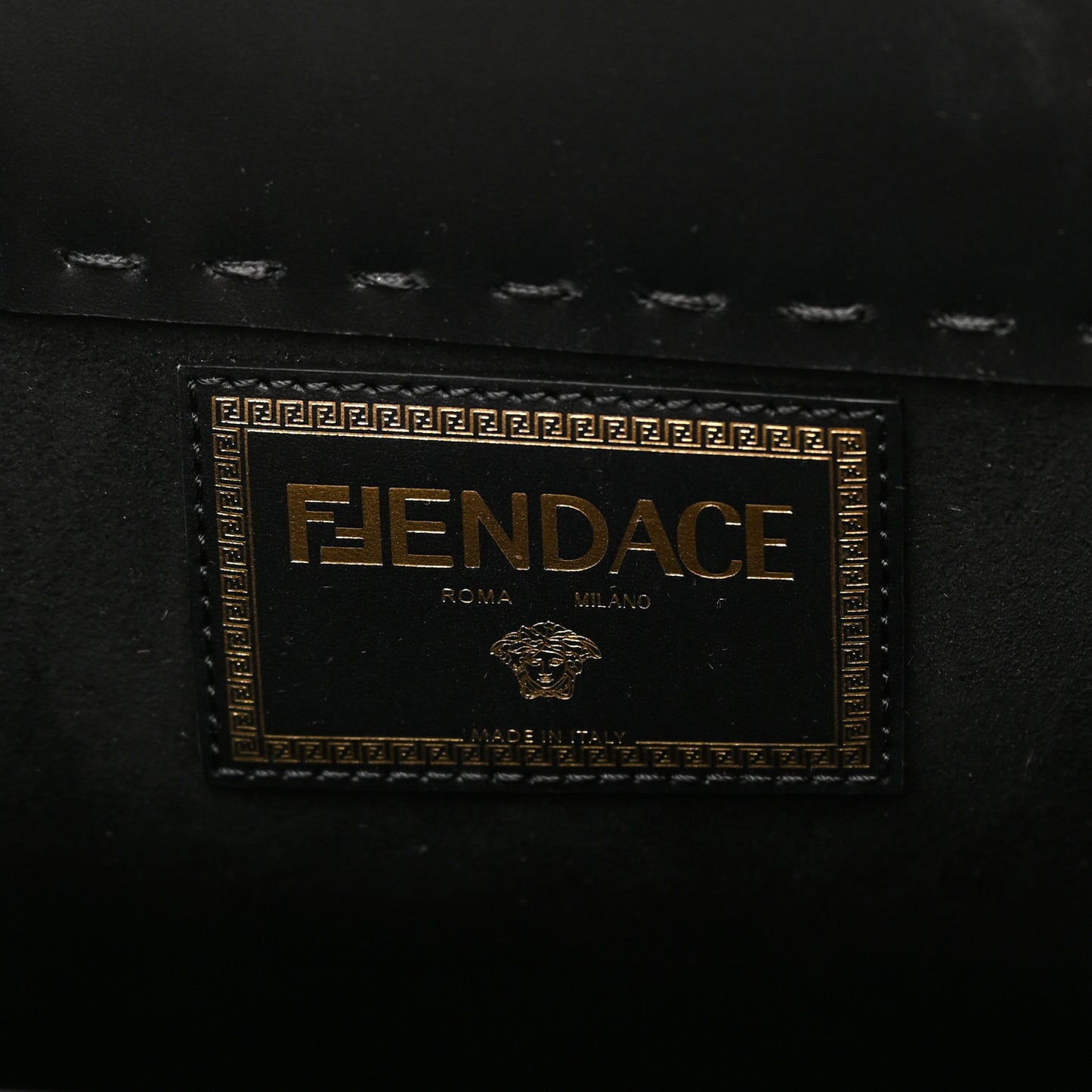 X VERSACE Calfskin Plexiglass Fendace Medium Fendi Sunshine Shopper Tote Black