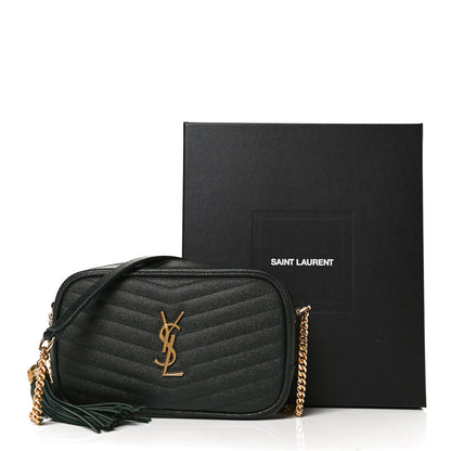 Saint Laurent Grain De Poudre Matelasse Monogram Mini Lou Camera Bag New Vert Fonce 10 of 10