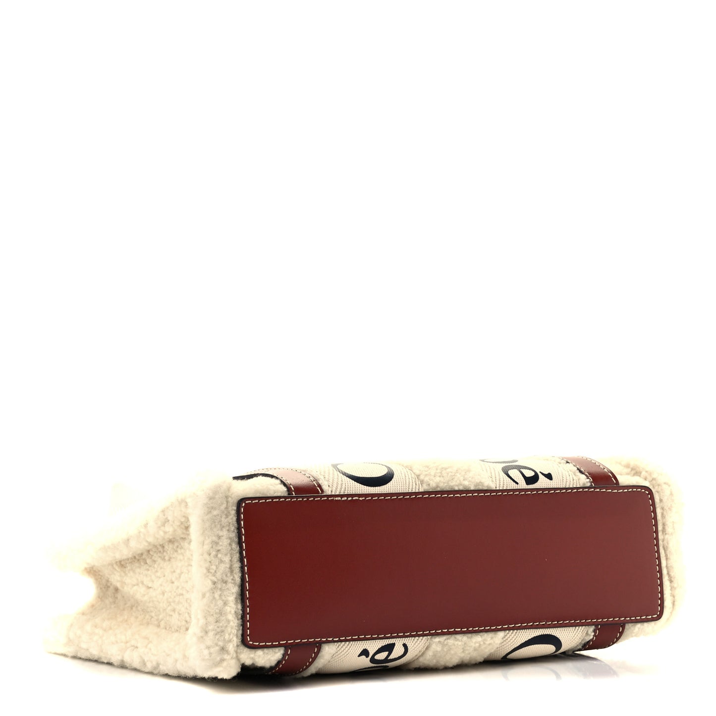 Shearling Calfskin Small Woody Ribbon Tote With Strap Mild Beige