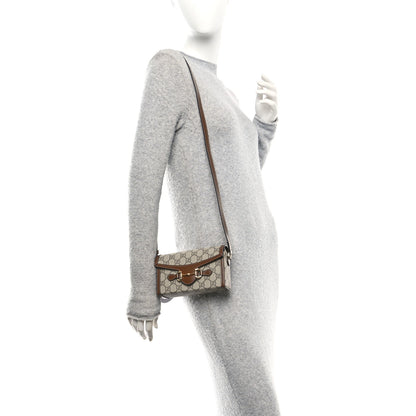 Gucci GG Supreme Monogram Mini Horsebit 1955 Shoulder Bag Beige Brown Sugar 2 of 10