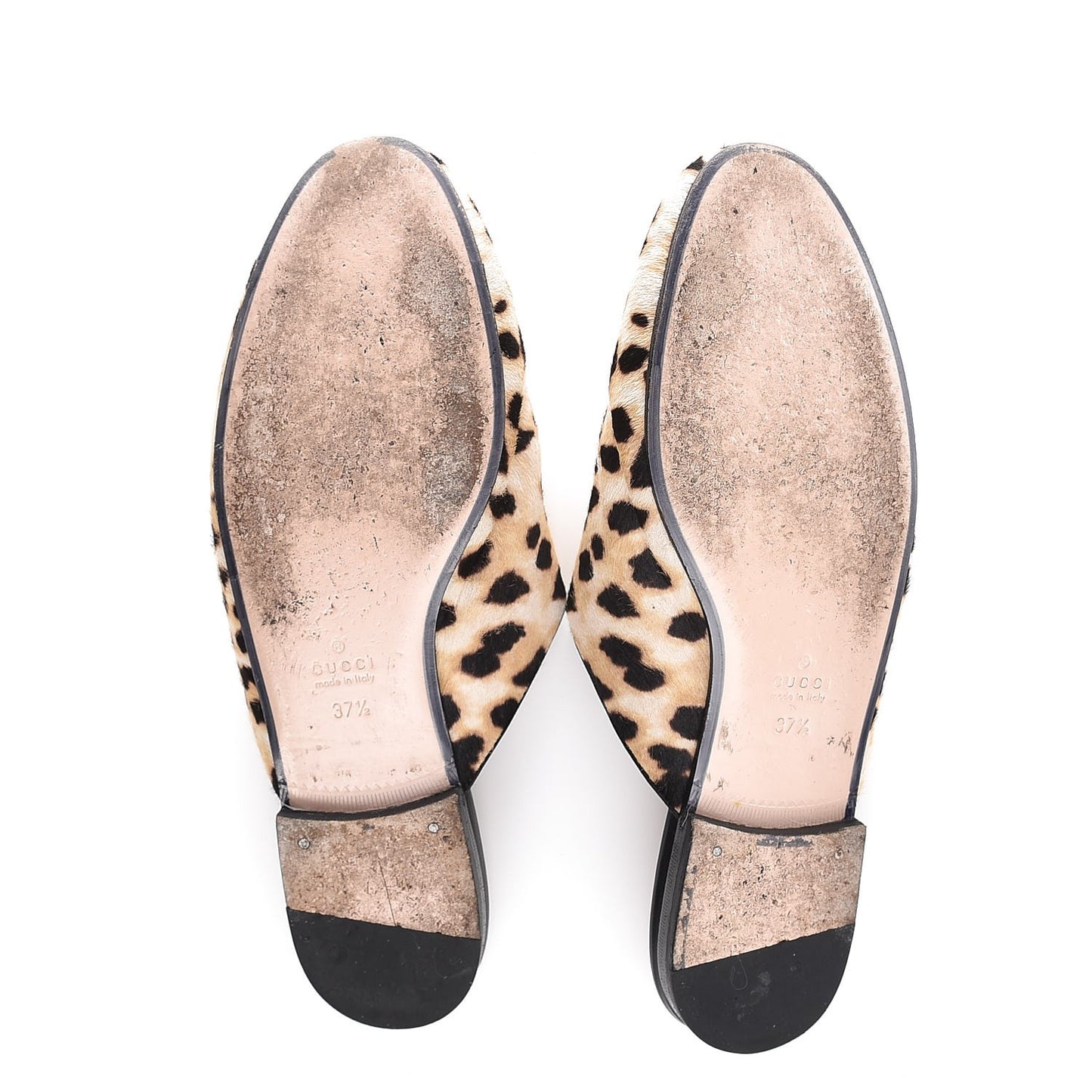 Calf Hair Leopard Print Womens Princetown Slippers 37.5 Naturale Black