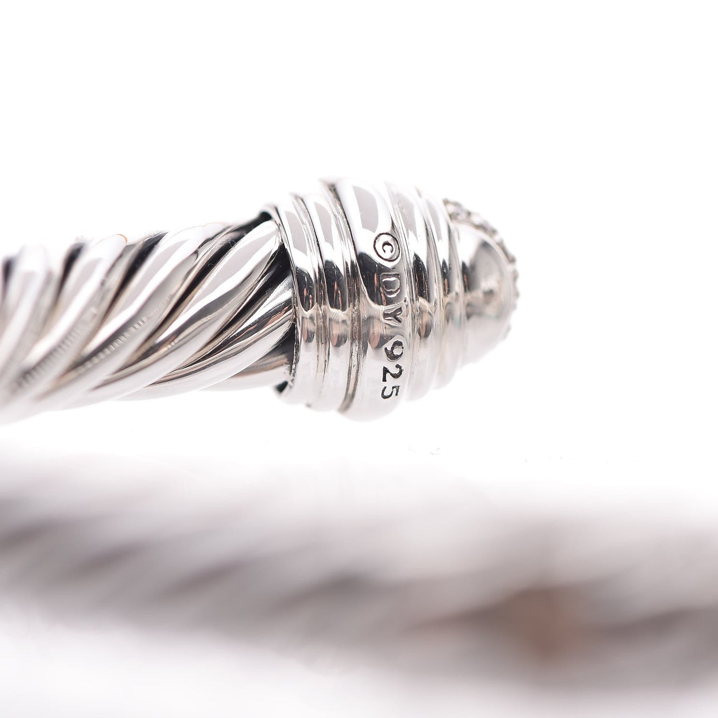 Sterling Silver Diamond 8.5mm Cable Classics Bracelet
