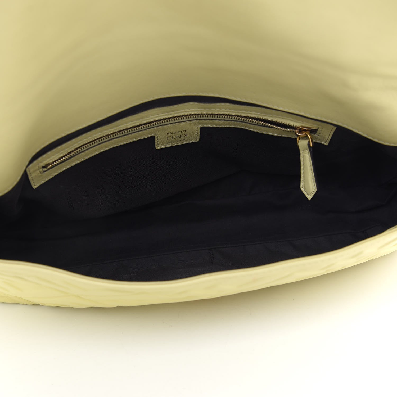 Fendi Nappa FF 1974 Embossed Large Baguette Banana 5 of 13