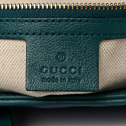 Gucci Azalea Calfskin Enamel Matelasse Diagonal Small Torchon GG Marmont Shoulder Bag Imperial Blue Pavone 6 of 10