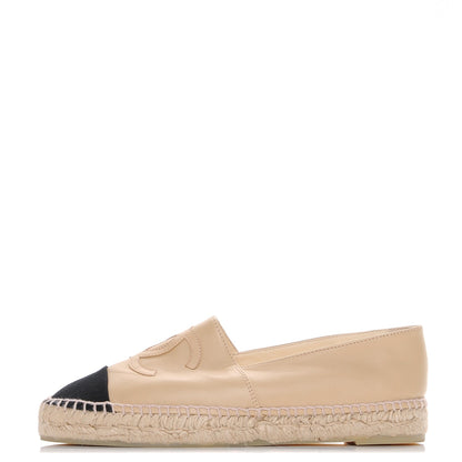 Chanel Lambskin CC Espadrilles 40 Beige Black 1 of 9