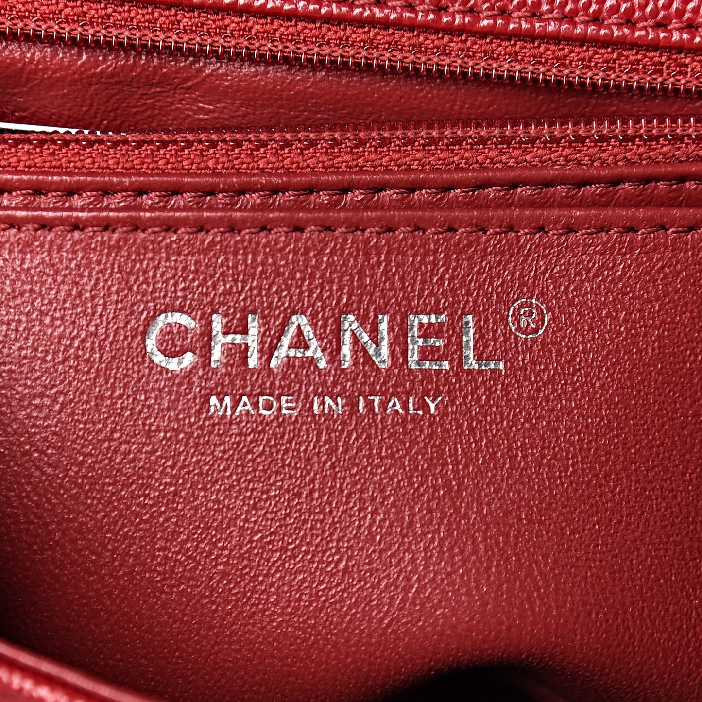 Caviar Quilted Mini Rectangular Flap Dark Red