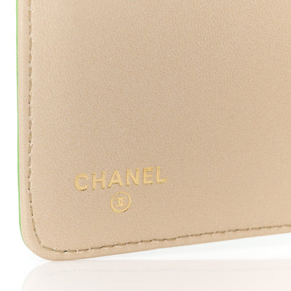 Chanel Lambskin Camellia Embossed Zipped Pocket Wallet Green 8 of 12