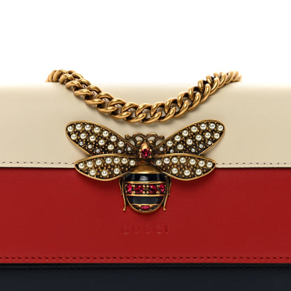 Gucci Calfskin Queen Margaret Chain Wallet Blue Agata Hibiscus Red Mystic White 7 of 9