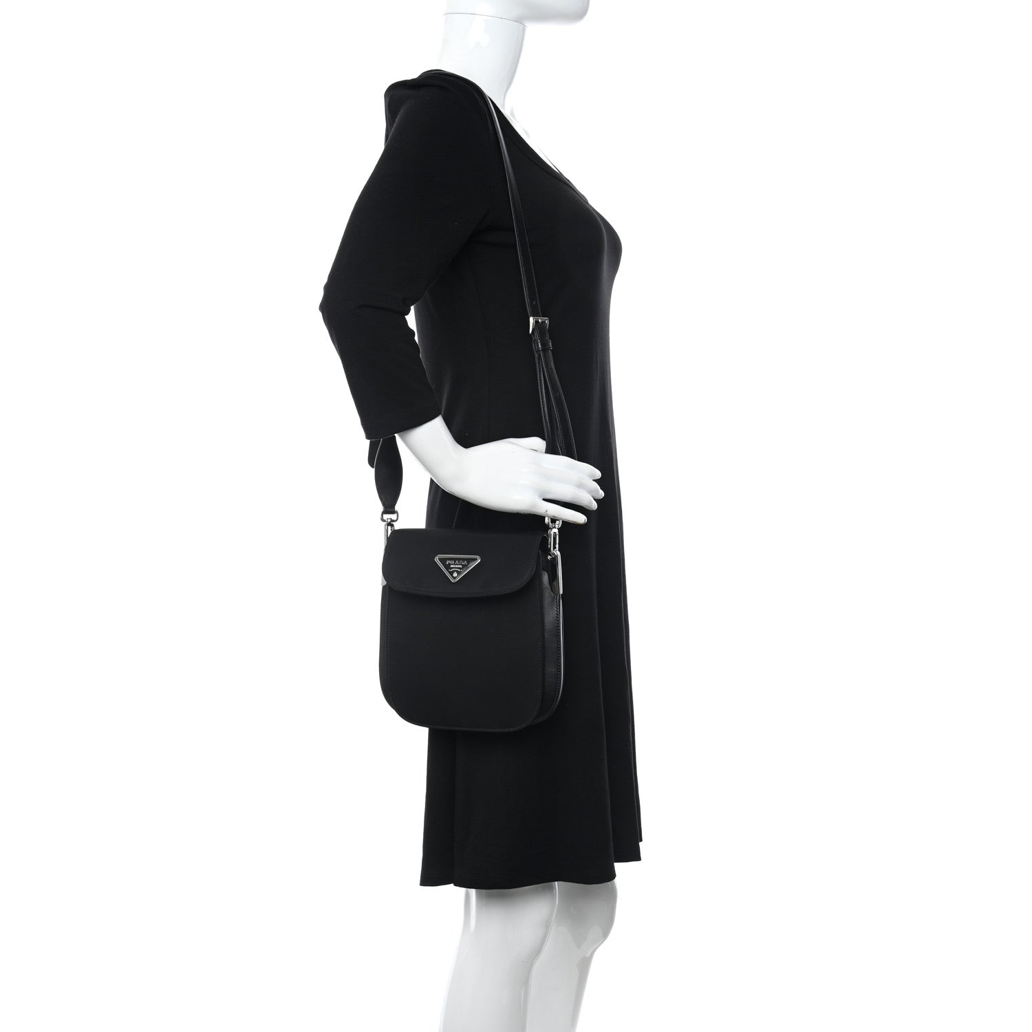 Prada Tessuto Nylon Vitello Crossbody Bag Black 2 of 10
