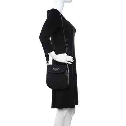 Prada Tessuto Nylon Vitello Crossbody Bag Black 2 of 10