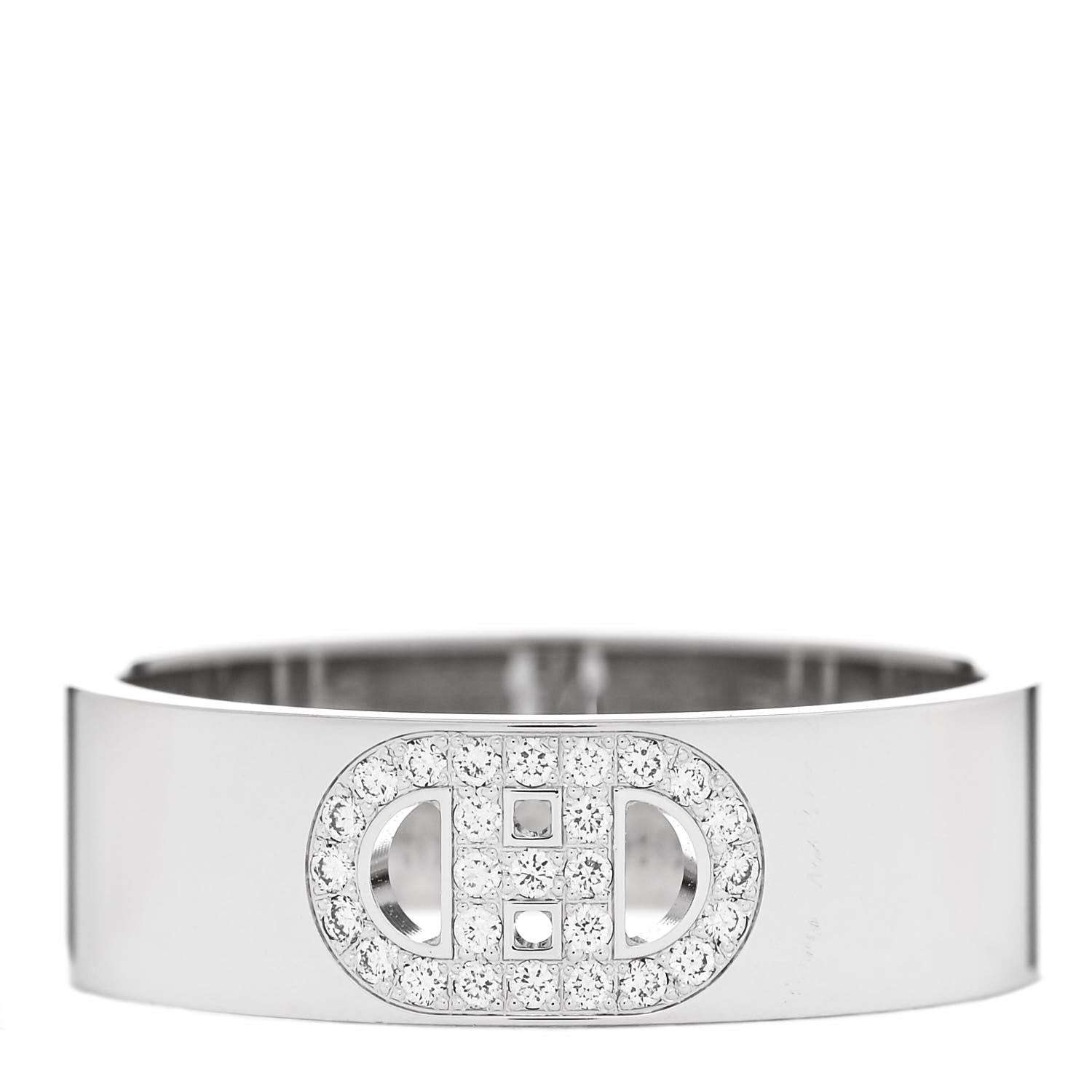 Hermes 18K White Gold Diamond PM H D'Ancre Ring 50 5.25 1 of 5