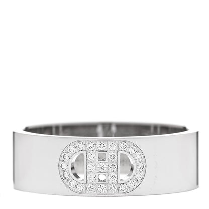 Hermes 18K White Gold Diamond PM H D'Ancre Ring 50 5.25 1 of 5