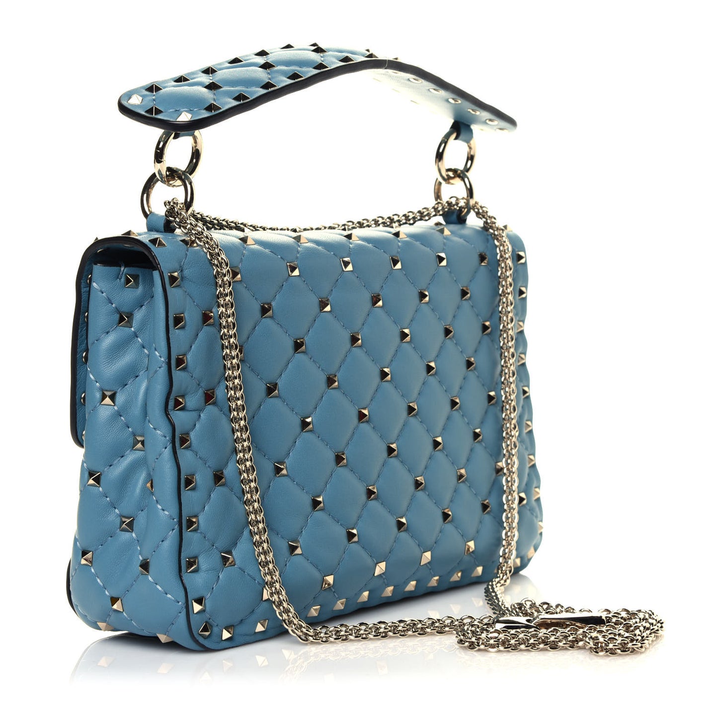 Nappa Medium Rockstud Spike Shoulder Bag Blue