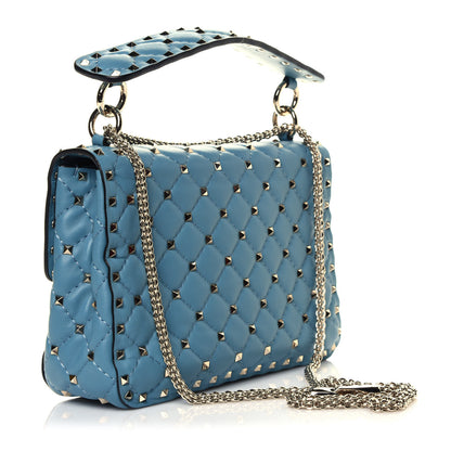 Valentino Garavani Nappa Medium Rockstud Spike Shoulder Bag Blue 2 of 4