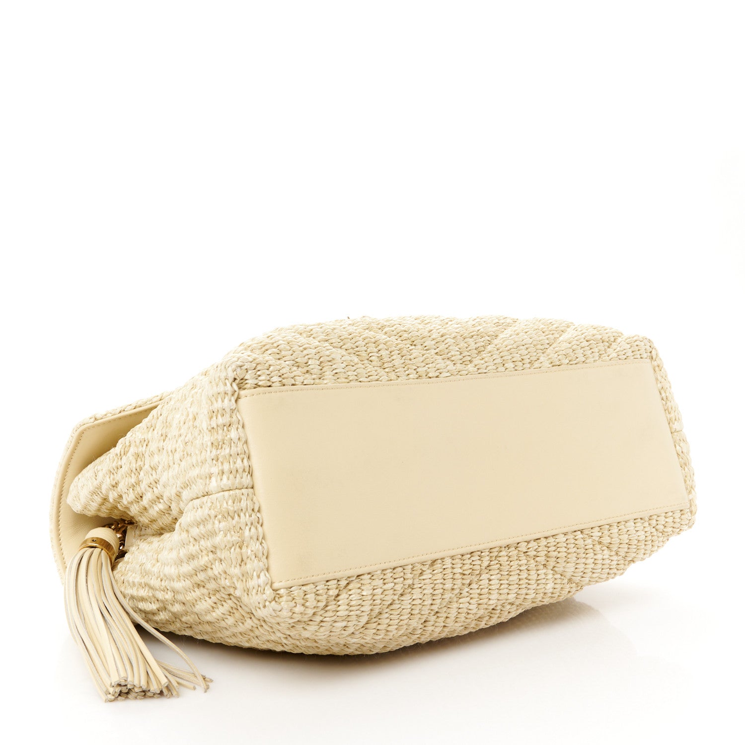 Saint Laurent Raffia Quilted Medium Loulou Chain Satchel Natural 4 of 13