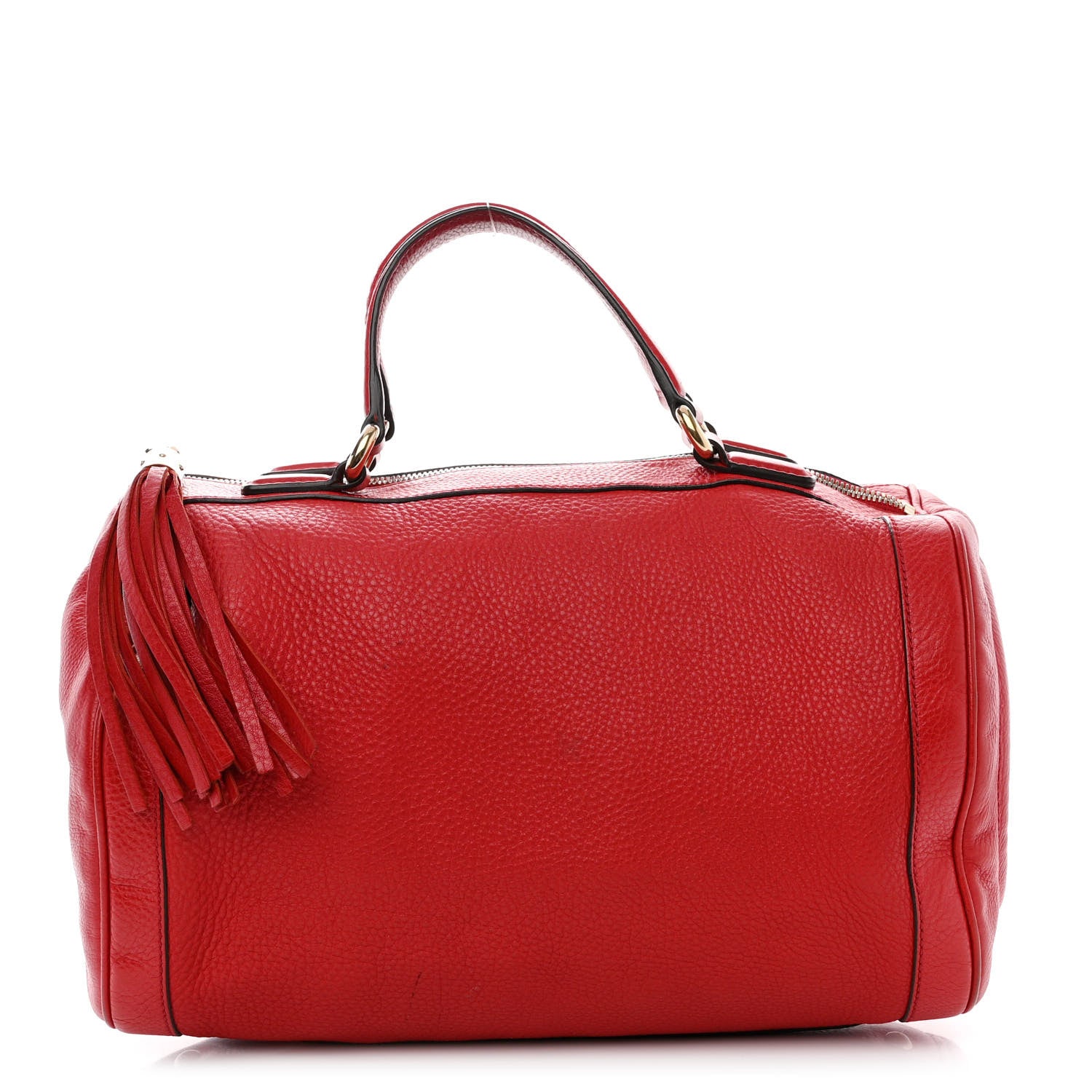 Gucci Pebbled Calfskin Medium Soho Boston Red 1 of 15