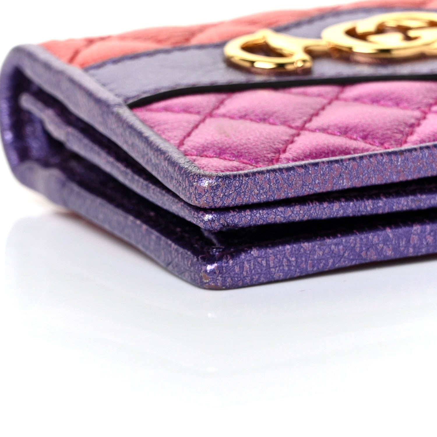Gucci Laminated Nappa Trapuntata Zumi Card Case Rosso Fuxia Bizantin 7 of 8