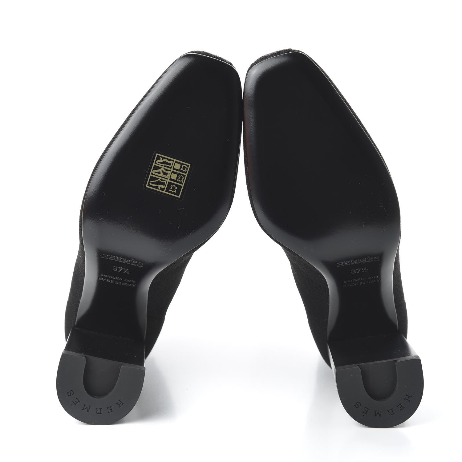 Hermes Knit Calfskin Volver Ankle Boots 37.5 Black 5 of 7