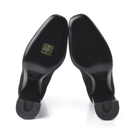 Hermes Knit Calfskin Volver Ankle Boots 37.5 Black 5 of 7