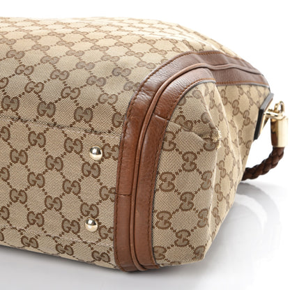 Gucci Monogram Cellarius Calfskin Large Bella Hobo Beige Ebony Cuir 13 of 16