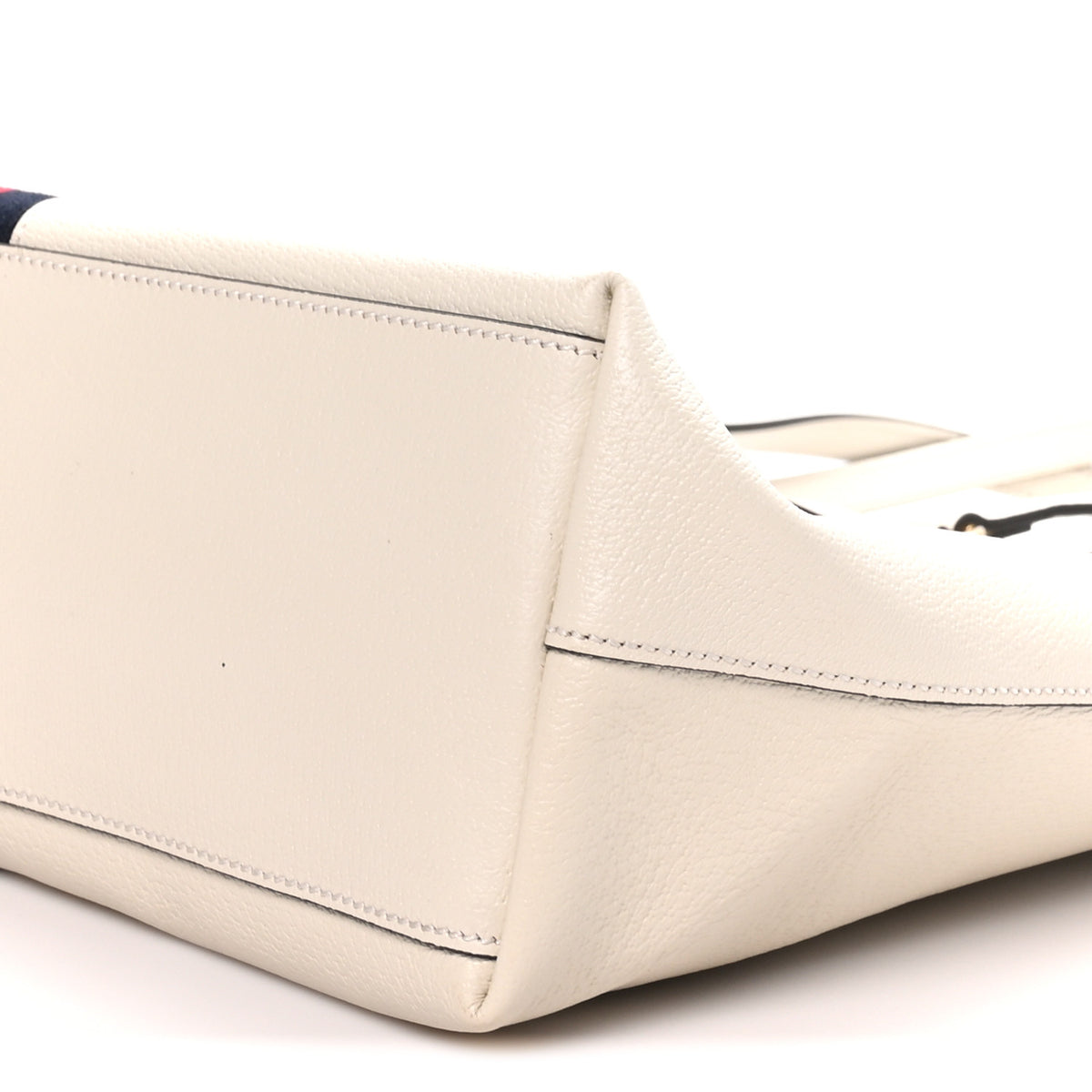 Textured Calfskin Web Medium Ophidia Shopping Tote Mystic White