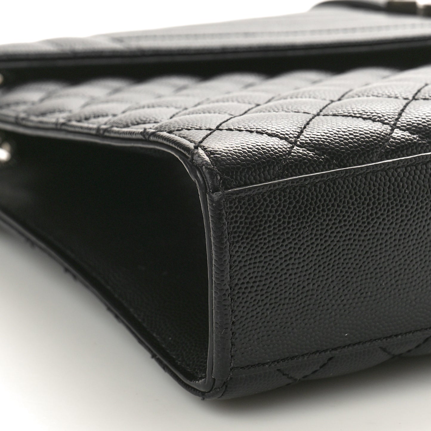 Grain De Poudre Textured Mixed Matelasse Large Triquilt Monogram Satchel Black