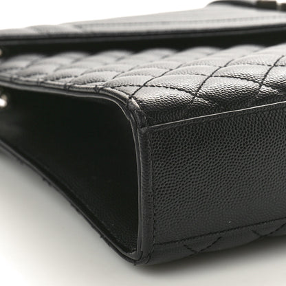Saint Laurent Grain De Poudre Textured Mixed Matelasse Large Triquilt Monogram Satchel Black 9 of 12