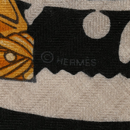 Hermes Silk Etriers Remix Application Coeur Giant Triangle Scarf Vert Black Multicolor 4 of 6