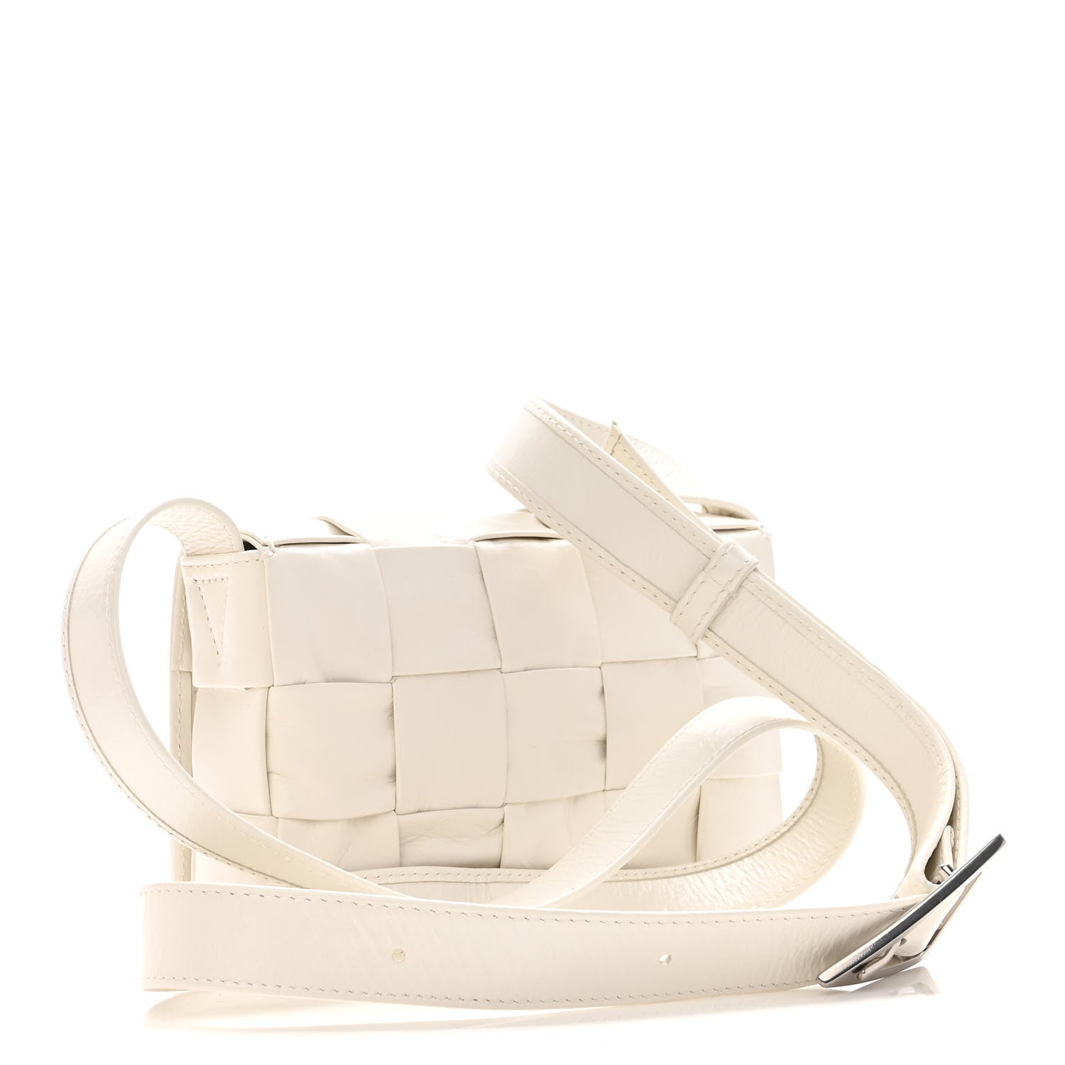 Bottega Veneta Paper Calfskin Maxi Intreccio Cassette Crossbody Bag White 3 of 10