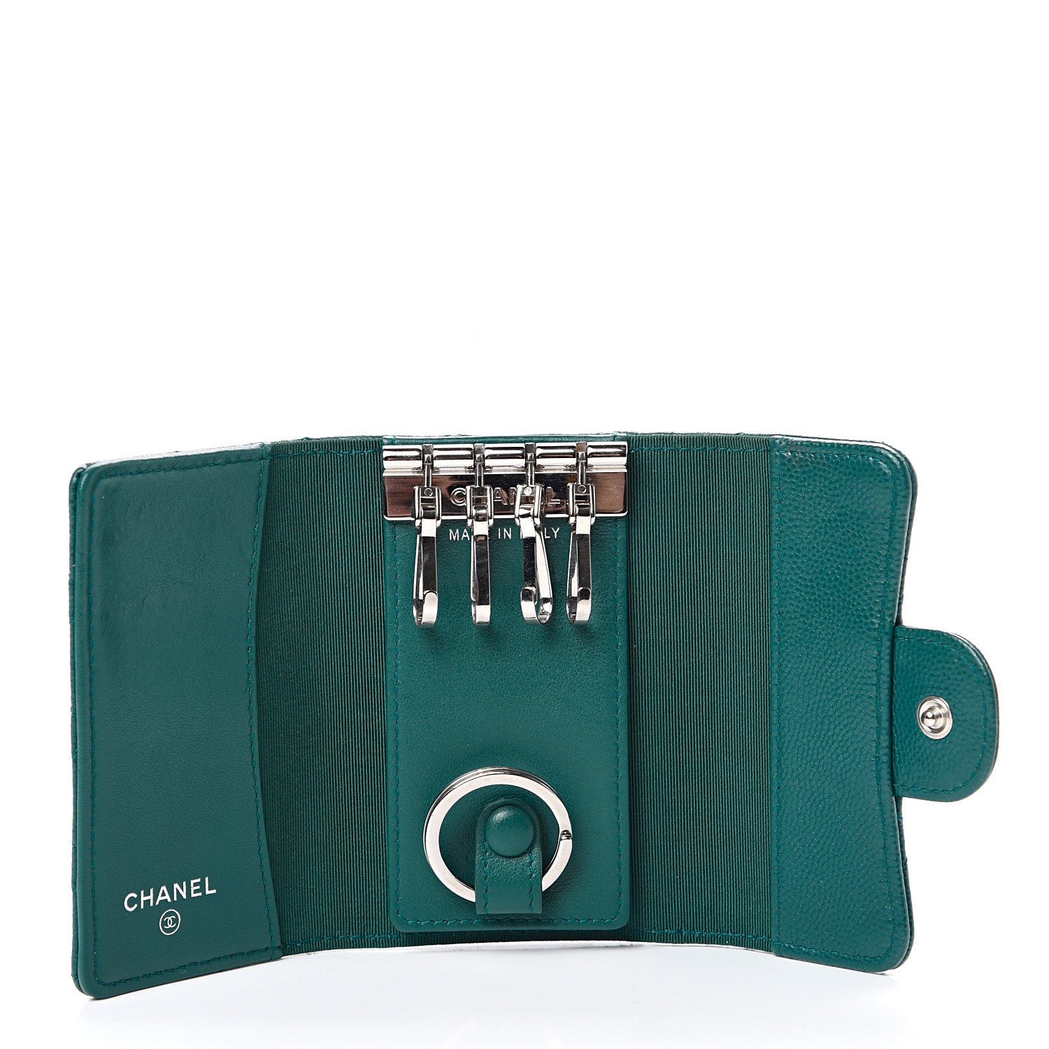 Chanel Metallic Caviar Quilted 6 Key Holder Green 4 of 9
