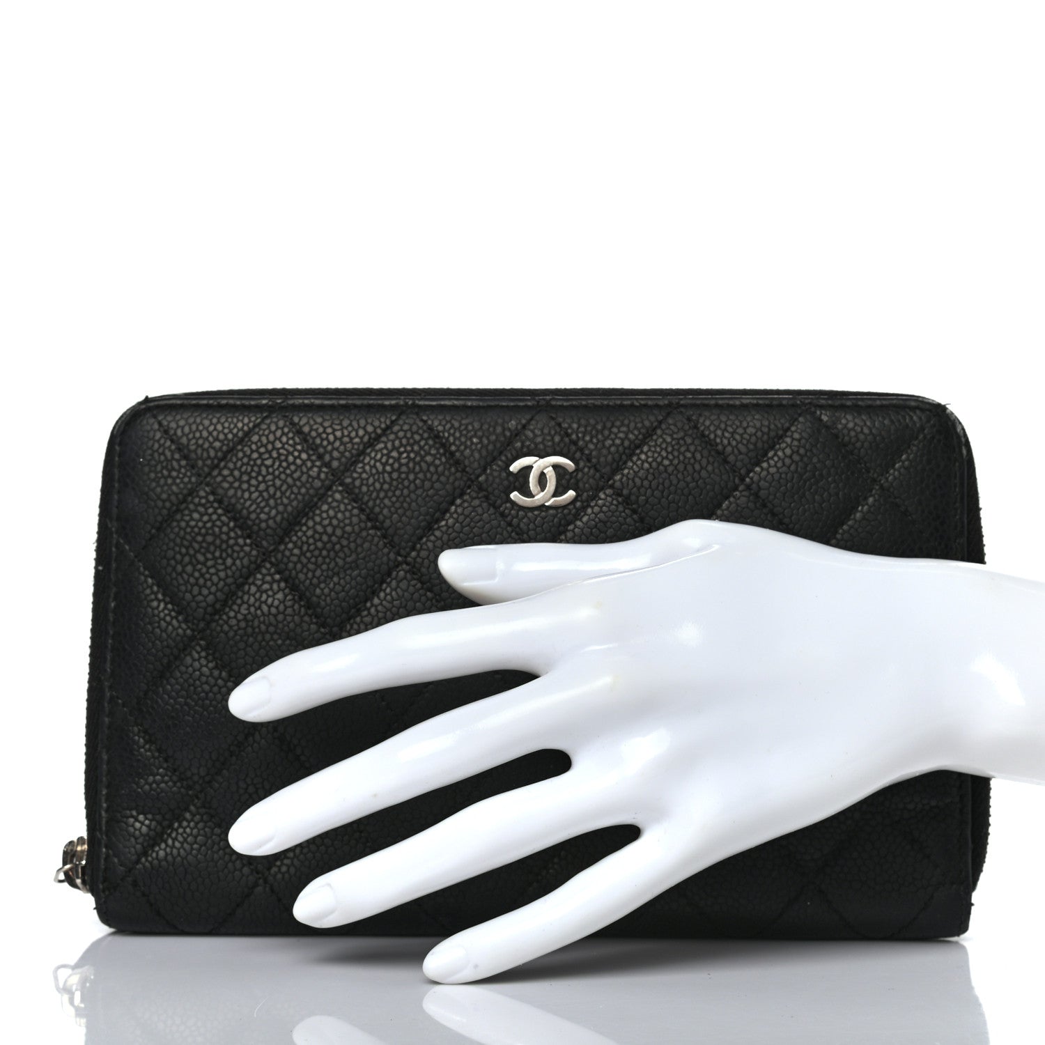 Chanel Caviar Quilted Large Zip Around Organizer Wallet Black 2 of 9