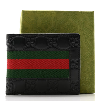 Gucci Guccissima Signature Web New Web Bi-Fold Coin Wallet Black 11 of 11