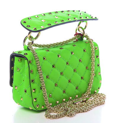 Valentino Garavani Calfskin Mini Rockstud Spike Shoulder Bag Fluo Green 3 of 9