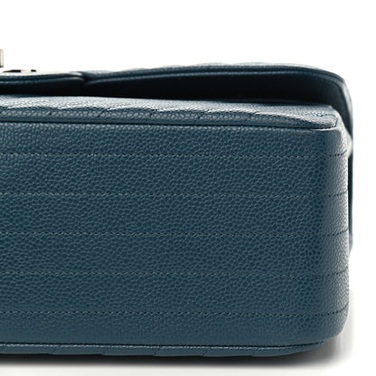 Chanel Caviar Chevron Quilted Jumbo Double Flap Blue 9 of 9